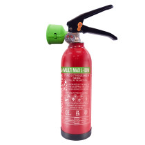 Red Cfmm0 5L Multimax 0 5L L Ion Fire Extinguisher Front view with black lever and green nozzle cover