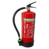 Red Cfmm6 Multimax 6L L Ion fire extinguisher with black hose angled to the left on a white background
