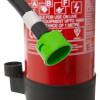 Close-up of the green Cfmm6 Multimax 6L L Ion Fire Extinguisher Nozzle attached to hose and red extinguisher body