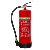 Red Cfmm9L Ceasefire Multi Max L Ion Fire Extinguisher 9L with black hose and safety instructions label on a white background