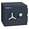 Chubbsafes Duoguard 40 safe showing the angled guard lifted on the front panel and key inserted