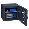 Open chubbsafes duoguard 40 safe showing folders and a small lockbox inside