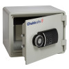 Chubbsafes executive 15 safe with door ajar showing electronic keypad and dial lock