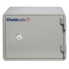Front view of a grey chubbsafes executive 15 safe with a lock and brand logo on the door