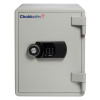 Front view of chubbsafes executive 40 safe showing the dial and keypad on a light grey door