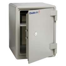 chubbsafes executive 40 safe with door ajar showing interior shelves and locking bolts