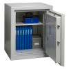chubbsafes executive 65 safe with door open showing shelves and blue files inside
