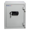 Front view of chubbsafes executive 65 safe showing keypad and handle on light grey door