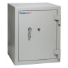 chubbsafes executive 65 safe shown angled with a key in the lock and handle on the front panel