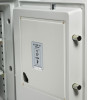 chubbsafes executive 65 safe showing the inside of the door with certification label and locking bolts visible