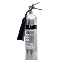 Chk5Css Contempo 5Kg Co2 Fire Extinguisher front view showing metallic body and black discharge horn against white background