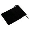 Black fabric Coalrmpou Travel Pouch Ke7Dco Angled with drawstring closure on white background