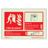 Csfbrl Fire Blanket Sign Landscape Front showing fire blanket use with pictograms and safety instructions on a pale background