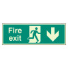 Fire Exit Sign - Arrow Down - Photoluminescent - Rigid Plastic 