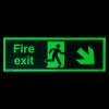 Fire Exit Sign Arrow Down Right Glow-in-the-Dark