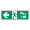Fire Exit Sign - Arrow Left - Photoluminescent - Rigid Plastic 