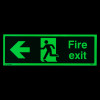 Fire Exit Sign Arrow Left Glow-in-the-Dark