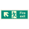 Fire Exit Sign - Arrow Up Left - Photoluminescent - Rigid Plastic 