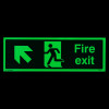 Fire Exit Sign Arrow Up Left Glow-in-the-Dark