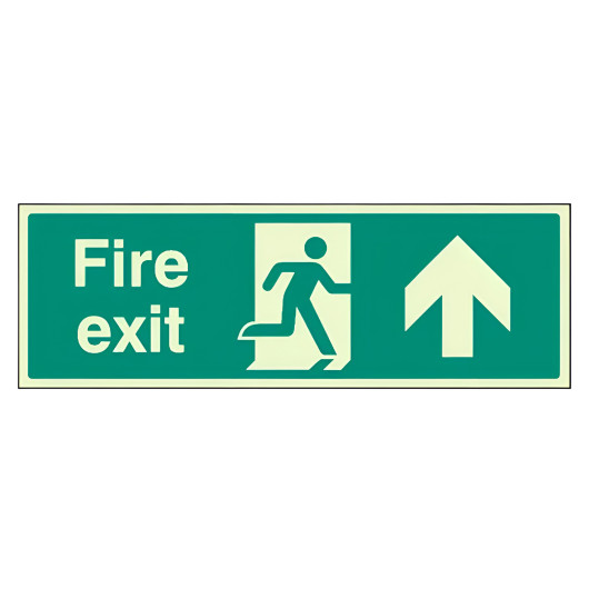 Fire Exit Sign - Arrow Up - Photoluminescent - Rigid Plastic 