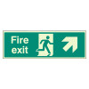 Fire Exit Sign - Arrow Up Right - Photoluminescent - Rigid Plastic 