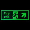 Fire Exit Sign Arrow Up Right Glow-in-the-Dark