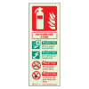 Csparp P50 Fluoro Free A Foam Fire Extinguisher Sign showing extinguisher symbol and fire safety instructions in portrait orientation