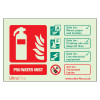Image of the Cspw2Rl P50 2Ltr Water Mist Fire Extinguisher Sign in landscape showing extinguisher icon and safety information