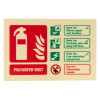 p50 water mist id sign landscape front showing fire extinguisher icon and safety instructions for different fire types