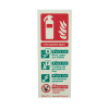 front view of p50 water mist portrait id sign showing fire extinguisher symbol and safety information