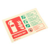 p50 2ltr water mist extinguisher sign with safety instructions and symbols shown at an angled view
