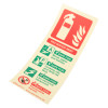 Angled view of a p50 water mist id sign portrait showing safety information and symbols