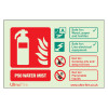 Cspw6Rl P5 6Ltr Water Mist Fire Extinguisher Sign Landscape Front showing extinguisher icon and safety instructions in red and green text