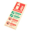 P50 6ltr water mist extinguisher sign portrait showing safety and warning icons angled on a white background