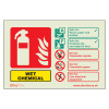Red and yellow Cswcrl Wet Chemical Fire Extinguisher Sign Landscape Front showing fire extinguisher symbol and usage instructions