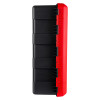Side view of the ultrafire weatherproof double extinguisher cabinet showing its black body and red edge