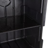 Closeup of shelves inside the ultrafire green weatherproof first aid cabinet showing the interior structure