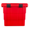 front view of the ultrafire red storage bin showing a bright red colour and two black latches at the top
