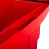 close-up of the handle on the ultrafire red storage bin showing the grip area