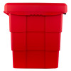 Side view of the ultrafire red storage bin showing its lid and square shape