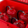 ultrafire red storage bin viewed from above showing red extinguishers inside