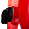 Latch detail on the ultrafire weatherproof single extinguisher cabinet in black and red colors