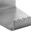 Closeup of the decamed stainless steel foot operated door opener showing the grooved metal edge