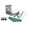 decamed stainless steel foot operated door opener metal bracket with screws and instruction sticker showing foot use