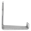 Side view of decamed stainless steel foot operated door opener showing flat metal construction with angled edges and small ridges
