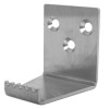 angled view of stainless steel foot operated door opener with three mounting holes and ridged edge
