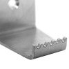 Close up of the stainless steel foot operated door opener showing the ridged end and part of the mounting plate