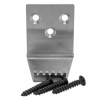 stainless steel foot operated door opener showing front view with three fixings laid in front