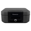 Front view of sentrysafe chw20101 fire and waterproof box in dark grey with visible lock and handle