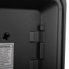 Inside lid of sentrysafe chw20101 fire and waterproof box showing locking mechanism and warning label